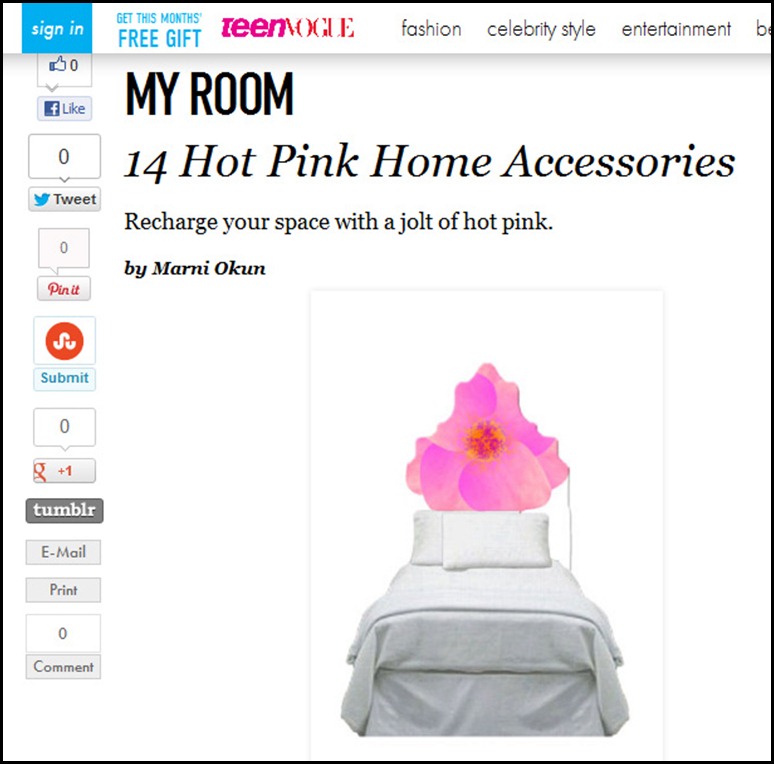 glam-a-peel.com in Teen Vogue Hot Pink