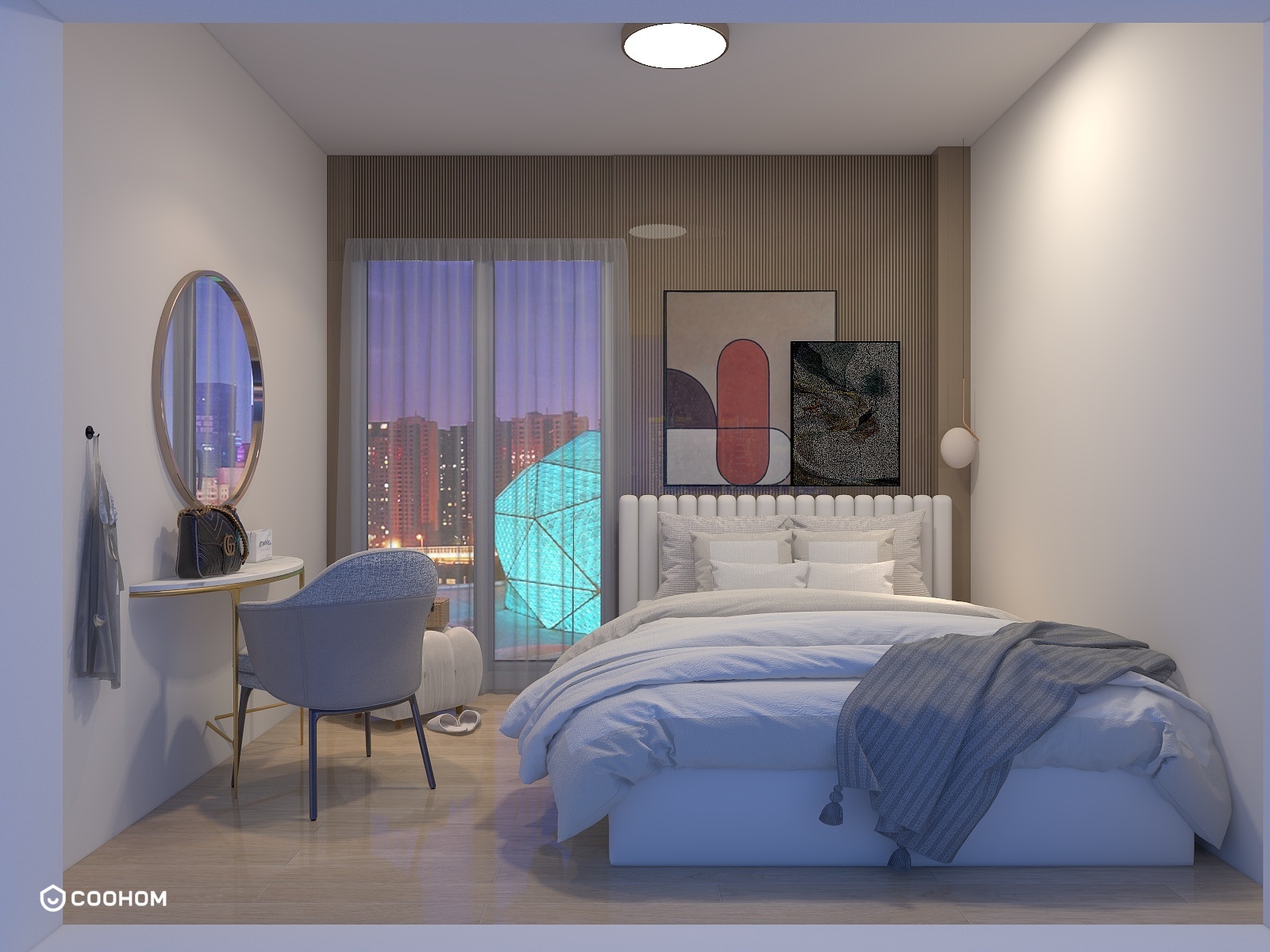 Interior design: master bedroom for a lady